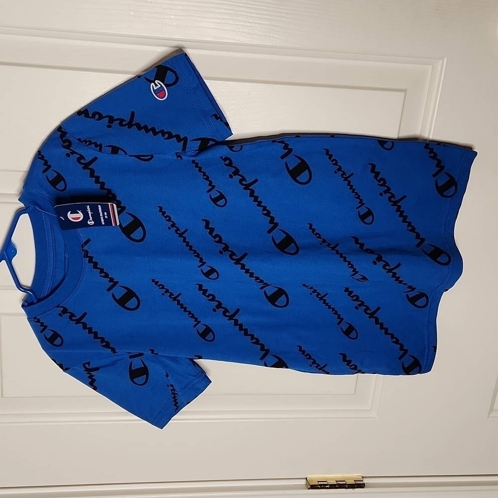 Champion Royal Blue Logo Print T-Shirt Size M NWT - Picture 2 of 9